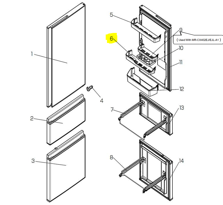 KIEZ88118 MITSUBISHI ELEC FRIDGE DOOR POCKET/SHELF-LARGE