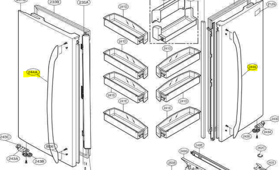 AED73593233 LG FRIDGE HANDLE