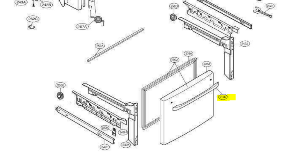 AED73593105 LG FREEZER HANDLE-GF-B620PL, GF-D613PL, GF-L613PL