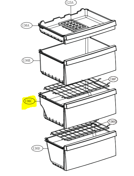 AJP72975208 LG FRIDGE FREEZER DRAWER-GB-310RPL/GB-310RWL