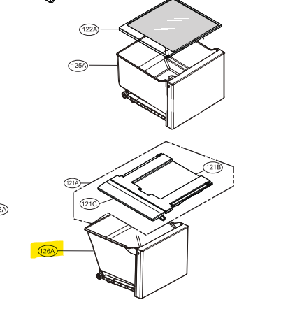 AJP74894602 LG FRIDGE FREEZER DRAWER TRAY-GS-B680P/WL,GS-L668P