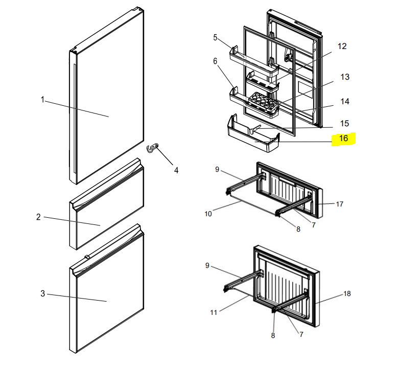 KIEDJ8124 MITSUBISHI ELEC FRIDGE DOOR BOTTOM BOTTLE SHELF-MR-CX492EP