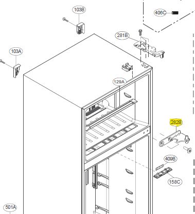 AEH76183701 LG FRIDGE HINGE ASSY