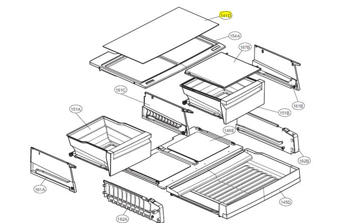 MHL42613230 LG FRIDGE GLASS SHELF-GR-D730SL/GR-L730SL